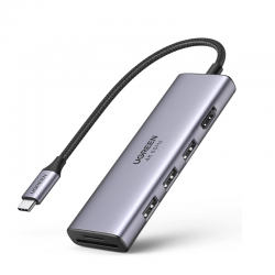 UGREEN 6-in-1 USB C Hub HDMI Adapter 4K 60Hz Type C to HDMI Converter, SD TF Card Reader, 3 USB 3.0 Ports Compatible for MacBook Air/Pro 2022/M1/2021/2020, iPad Pro,iPad Air 4,iPad mini 6, Galaxy S23U (60384)
